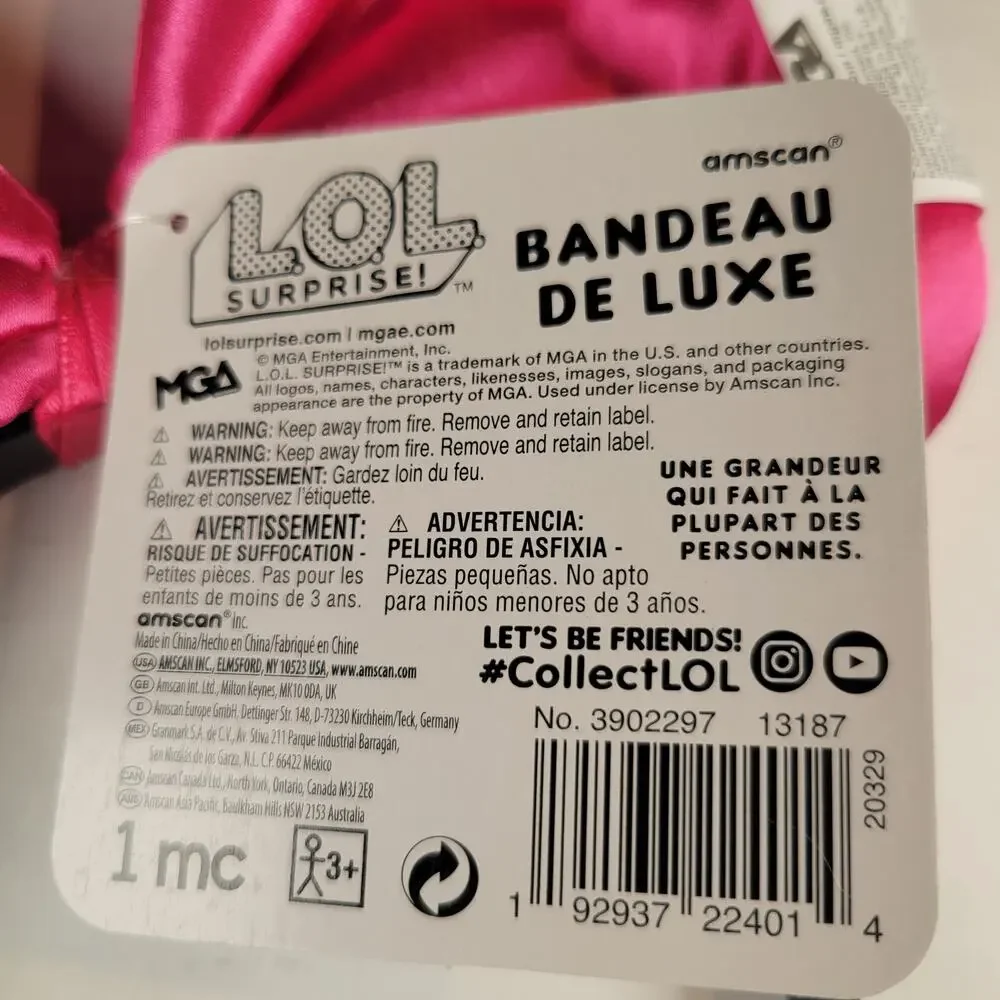 LOL Surprise Deluxe Headband Pink Bow One Size Fits Most Birthday Party